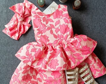 Girl dress "Rosemary” with Headband "Gentle Roselin"