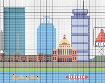 Boston Skyline Cross Stitch Pattern