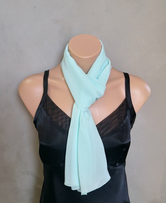 Green Scarf, Mint Green Scarf, Green Skinny Scarf, Sheer Chiffon Green Mint Skinny Scarf, Chiffon Green Scarf, Sheer Green Scarf, Mint Scarf