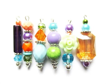 set of 6 mix colors U14 silver metal beads pendants charms