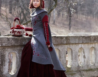 Little Red Riding Hood Coat Costume; woolen coat; fairy tale costume; riding hood costume