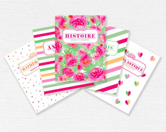 Cover page customized for school bag, school Binder, Binder rings, school supply, satchel school - printable