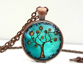 Copper Tree Necklace - Whimsical Fantasy Tree of Life Artisan Jewelry Gift for Her - Pendant Necklace