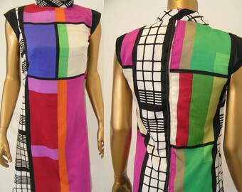 Geometric Color Block Mondrian Mini Dress Montana Pattern. XS