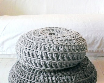 Floor Cushion Crochet - Thick Cotton - Light Gray