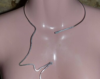Silver aluminum face necklace