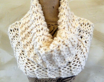 Bulky Cowl - Knit Scarf - Cowl - Outlander Claire Knit Scarf - Winter White Super Bulky Yarn - Ready to Ship