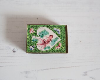 Vintage Match Box Cover - Koi Match Box Safe - Vintage Match Safe - Re-enactment Match Box - Vesta Box - Metal Match Box - Tabaconalia