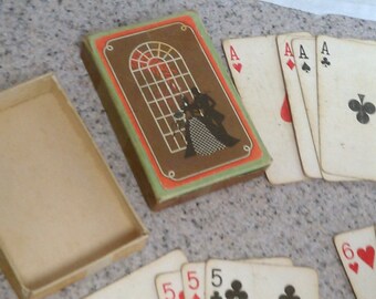Vintage Rendezvous playing cards in original box, 1930s playing cards, bridge cards, collectible playing cards, canasta cards