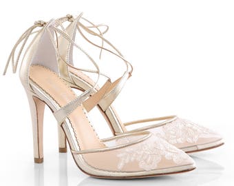 champagne gold shoes low heel