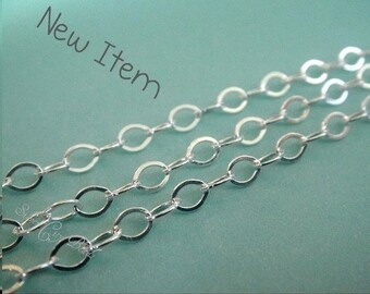3Ft - Sterling Silver Flat Cable Chain- 3x4mm