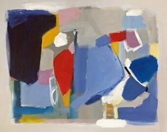 abstract painting primary colors red white and blue modern art pamela munger