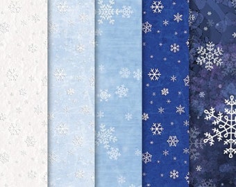 Craft Paper SNOWFLAKES Christmas Patterned 4" x 12" 120gsm Decorative Background Scrapbook Card Making Gift Wrapping Paper Strips 20 Sheets