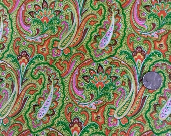 Vintage 1960s 1970s Mod Paisley Fabric Boho Hippie