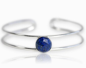 Large Gemstone Cuff - Silver Cuff Bracelet - Silver Labradorite Bracelet