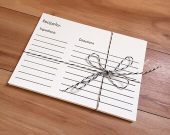 Letterpress Recipe Cards - Set of 10