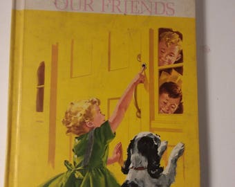 Fun With Our Friends 1962 Primer Basic Reader School HC Book Dick & Jane Grade 1 w/ BONUS WORKBOOK