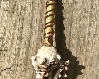 Seashell and Bamboo Wire Wrapped Pipe