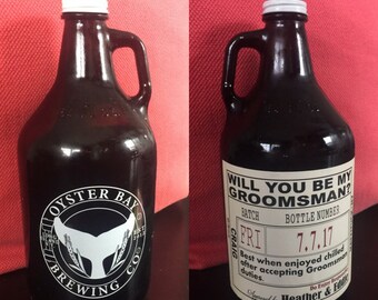 Growler Label - Will you be my Groomsman - Wedding Groomsman Liquor Labels - Will you be my Best Man - Groomsmen Labels - 1 label