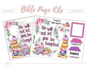 Printable Bible Journaling Page Kit - "Tempted" - Complete kit for Bible Pages or Journals. Fits all Journaling Bibles.