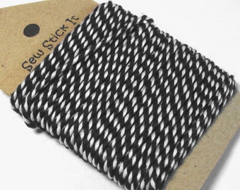 Black and white bakers twine. Monochrome packaging. 10 metres