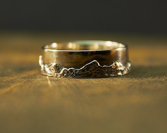 Carpathian Mountains Silver Ring, Mountain Ring, Wedding Band, Textured Landscape Ring, Custom Mountain Ring, Nature Ring, Mountains, Solid