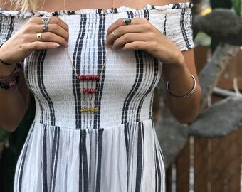 Abacus Necklace in Red and Gold