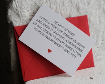 Mini 'The Moment I Met You' Card, Romantic Card, Valentines Card, Love Card, 85x55 mini card