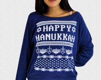 Hanukkah Sweater Ladies Women's Happy Hanukkah Sweater Ugly Funny Women's Funny Hanukkah Sweater For Jewish Women Judaica