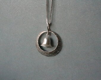 Swedish modernist lovely solid silver 'bell' pendant.