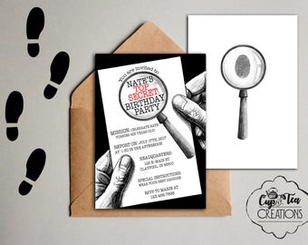 Spy Birthday Invitation, Top Secret Birthday Invitation, Spy Invitation, Detective Birthday Invitation, Detective Invitation, Secret Agent