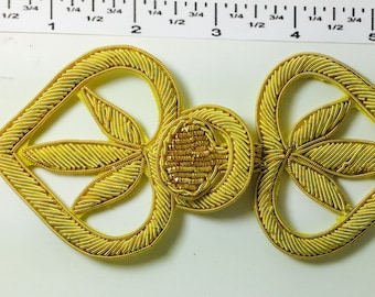VINTAGE Handmade Frogs Closures Buttons - Gold Bullion hand embroidery - ROYAL LOOKING!