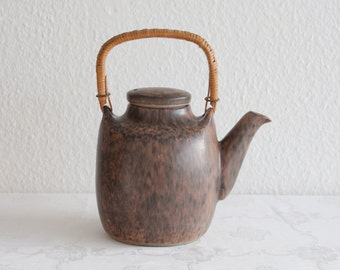 MICHAEL ANDERSEN Brown Harefur Teapot Danish Design Stoneware Bornholm Denmark Decoration Art Pottery Midcentury Modern