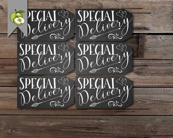 special delivery tag, baby shower favor tag, kids valentine, gender reveal, favor tag, happy valentines, class tags, printable, love tag