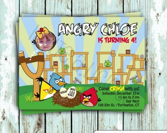 Customize this Angry Birds Birthday Party Invitation, DIGITAL INVITE