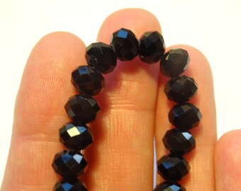 72 Black Crystal Beads 8 x 6mm - CRY07