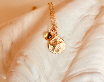 14kt Gold Filled Sand dollar and Natural Citrine Gemstone Necklace