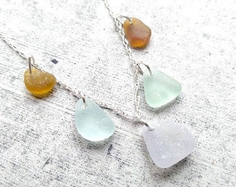 Sea Glass Necklace// Pastels// Genuine Sea Glass// Beach Glass// Sterling Silver// Sea Glass Jewelry// Mothers Day Necklace
