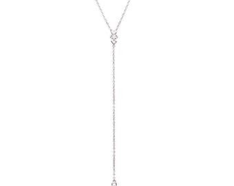 Necklace Ladgerda-Silver 925, long necklace, glossy zirconia