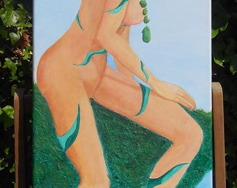 Goddess of the River , Large Mixed Media Art on Canvas