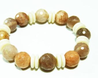 1pcs(jbrs0005) - bracelet with moonstone and bone