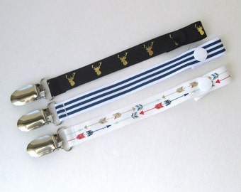 Baby Boy PACIFIER CLIP- Boy Dummy Clip- Universal Pacifier Holder- Soother Clip- Paci Clip- Soothie String- Baby Shower Gift- Baby Boy Gift