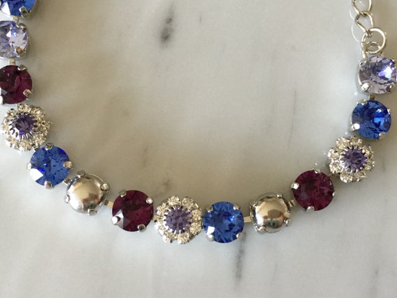 Amethyst & Tanzanite Swarovski Crystal Bracelet, Silver