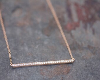 Horizontal CZ Bar Necklace