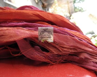 Sari Silk Recycled Chiffon Ribbon Sunset Shades Blend