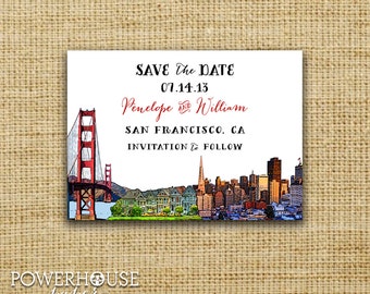 San Francisco Save the Date : Bridge & Painted Ladies