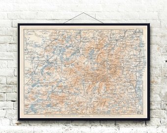 Adirondack Mountains 1909 Map Fine Art Print