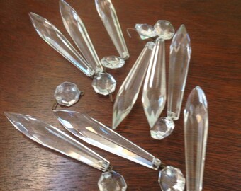 Set of 9 vintage chandelier prisms