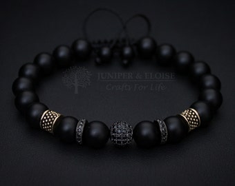 Mens Bracelet, Matte, Womens Jewelry, Black Bracelet, Armband, Zircon Bracelet, Disco Ball Bracelet, Luxury Gear, Braccialetto, Pulsera