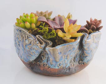 ceramic planter pot garden plant bowl window garden wavy planter
